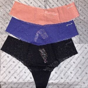 PINK Victoria's Secret Lace No Show Thongs